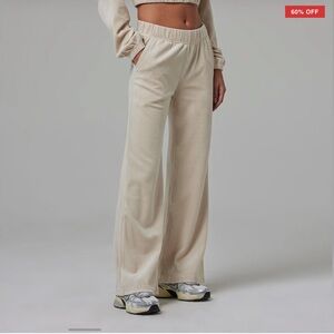 TALENTLESS women’s Wide-Leg Terry Cloth Pants in Beige M new with tags